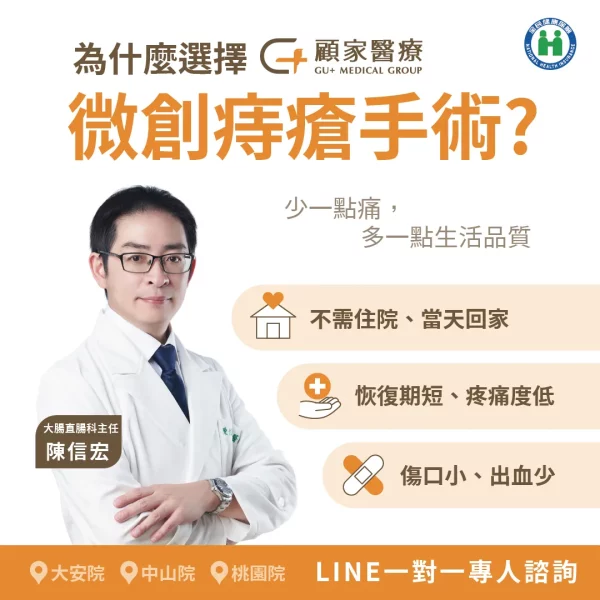 微創痔瘡手術推薦顧家醫療陳信宏醫師